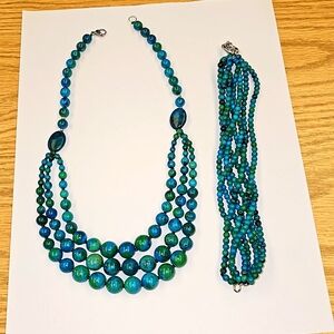 New Azurite tiered necklace with bracelet..
